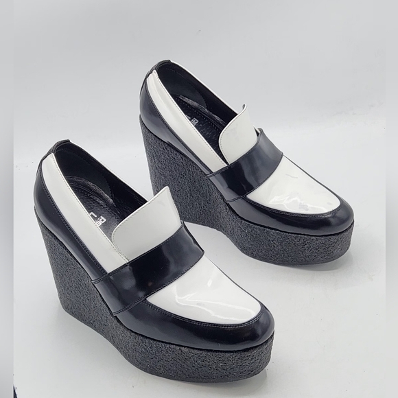 Céline Wedge Loafers Black White Colorblock Size 38.5 , 7 - 7.5 US - Picture 2 of 16